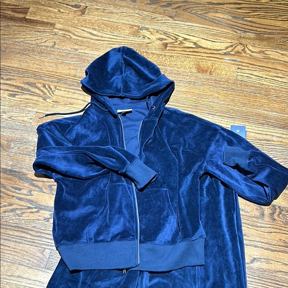 Navy Velour Tracksuit with Hoodie - Picture 2 of 10